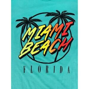 Aeropostale Miami Beach Florida Teal Graphic T Shirt Size XL